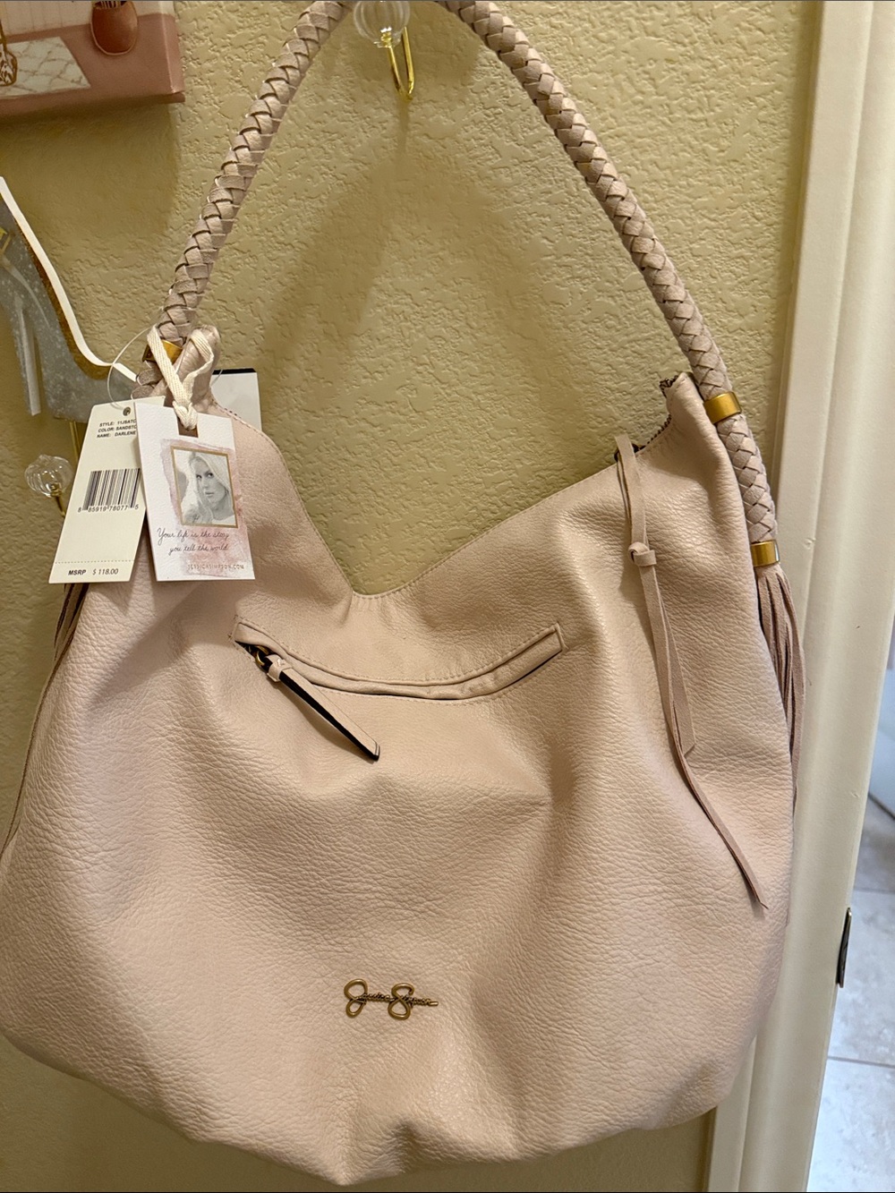 Jessica Simpson Blush Shoulder Hobo with Braided Handle soft Beige